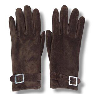 Thinsulate Brown Suede Leather Gloves Size Large Buckle 40g Cold Weather Winter